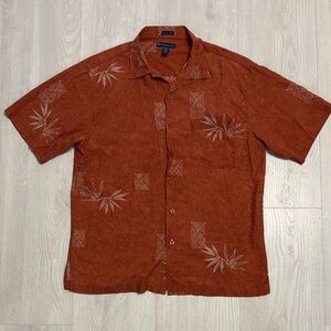 🔥BUNDLESALE Men’s L Weekender Limited Edition Silk Rust Casual Button Down Shirt